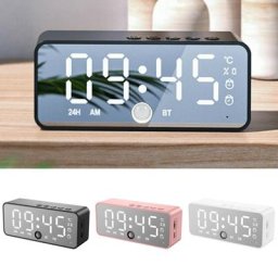 Réveil numérique à miroir LED haut-parleur Bluetooth sans fil radio FM MP3 horloges de bureau