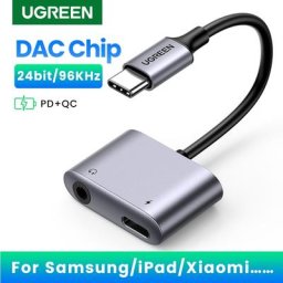 UGREEN – adaptateur USB C vers AUX 3.5mm convertisseur d'écouteurs puce DAC PD QC charge pour