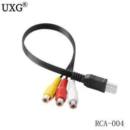 Adaptateur mâle USB vers 3 RCA femelle convertisseur audio vidéo câble AV A/V câble USB vers RCA