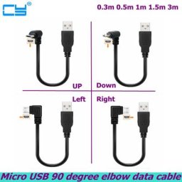 Câble Micro USB mâle vers USB mâle résistant à angle droit 90 connecteur de charge de données 25cm