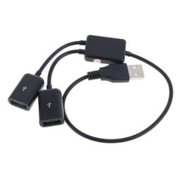 Câble adaptateur HUB USB 2.0 OTG 13 7 pouces 2 en 1 prise mâle à 2 femelles