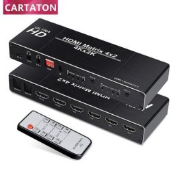 Commutateur de matrice HDMI 4K 4 en 2 sorties séparateur de commutateur vidéo HDMI avec extracteur