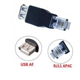 Adaptateur USB 2.0 A femelle vers RJ11 4 broches 6P4C mâle connecteur de téléphone réseau Ethernet