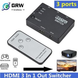 Grwibeou-Répartiteur HDMI 3 en 1 avec télécommande boîtier airies 3 ports commutateur automatique