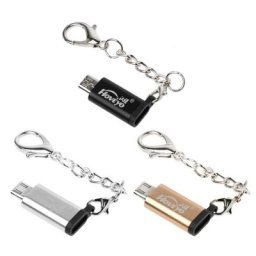 Adaptateur de Type C femelle à Micro USB mâle connecteur convertisseur avec chaîne pour Samsung