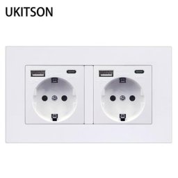 Prise de courant électrique DE à 2 ports UE batterie de charge USB Type-C panneau mural 146x86mm