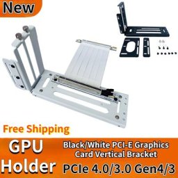 Riser-Support GPU pour carte de fouling PCI-E x16 ATX blanc et noir support d'invite vertical