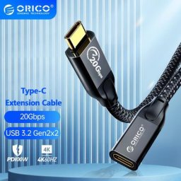 Câble d'extension ORICO usb c vers usb c 20Gbps Transfert de données Charge rapide 100W HD 4K @ 60Hz