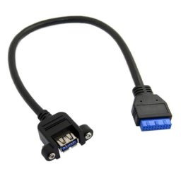 CYDZ – câble USB 3.0 femelle 25cm Port unique Type de montage à vis tête de carte mère coudée