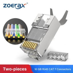 ZoeRax-Connecteurs modulaires CAT7 RJ45 câble réseau 8P8C blindé en métal connectique