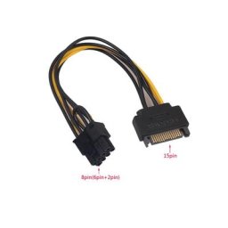 Câble adaptateur d'alimentation 15 broches SATA mâle vers 8 broches (6 + 2) PCI-E mâle en Stock