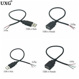 Câble d'Alimentation USB 0.3 à 2 Broches Femelle et Mâle Connecteur d'Extension de Charge DIY 2.0