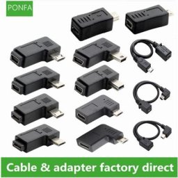 Mini câble USB 5 broches femelle vers micro USB mâle 90 magasins résistants à angle droit