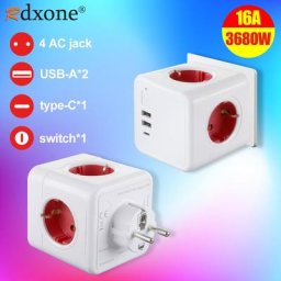 Multiprise ue 16a avec 4 prises USB Ports de charge Type C adaptateur 5V 3 1 a 7 en 1
