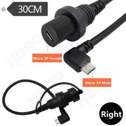 Câble micro USB étanche USB 2.0 Micro-5pin mâle à femelle montage sur panneau connecteur WaterVerde