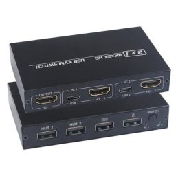 Commutateur KVM 4K boîte à 2 ports compatible HDMI pour câble d'ordinateur clavier souris