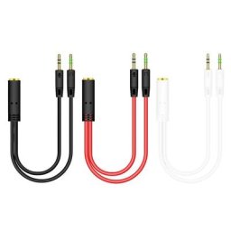 Adaptateur Audio câble séparateur de casque pour ordinateur 3.5mm femelle à double 3.5mm mâle micro