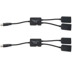 Câble HUB USB 3.1 de Type C Mâle vers Touriste Mathiateur Y Charge OTG Femelle 2 Ports 2.0