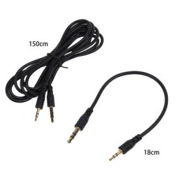 Câble auxiliaire de voiture plaqué or noir 3.5mm mâle à 2.5mm mâle