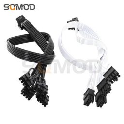 Câble adaptateur PSU Corsair PCI-E 5.0 12VHPWR RTX 4090 90 coude noir blanc 4 x CPU 8 broches à 16