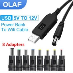 OLAF-Câble d'alimentation USB vers DC 5V à 12V convertisseur Boost 8 Cave USB vers DC Jack