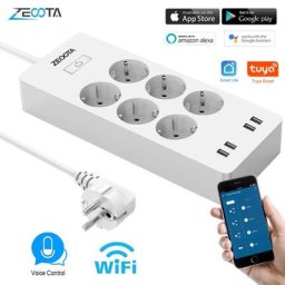 Multiprise intelligente Wifi Tuya 6 voies prises ue 2.4G Port de chargement USB minuterie