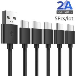 Lot de 5 câbles USB type-c pour recharge rapide cordon de chargeur pour téléphone Samsung Galaxy