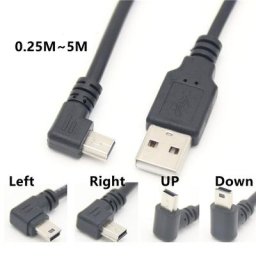 Câble de recharge mini usb coudé à 90 degrés coudé à gauche et à droite port en T V3