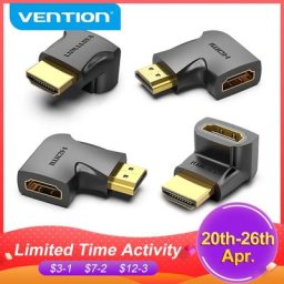 Vention HDMI adaptateur 90 270 degrés Angle droit mâle à femelle convertisseur 4K HD connecteur pour
