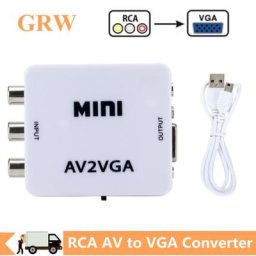 Grwibeou – convertisseur vidéo RCA AV à VGA avec Mini convertisseur vidéo 3.5mm Audio 1080P AV2VGA