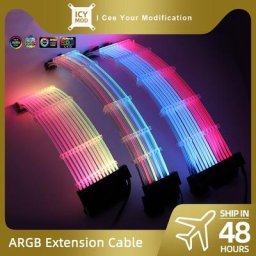 ARGB-Câble d'extension GPU boîtier arc-en-ciel bande lumineuse 8 + 8 Strimer Wire 24 broches