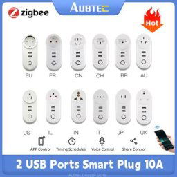 ZIGBEE3.0 – prise intelligente avec 2 Ports USB 100-240V télécommande commande vocale minuterie