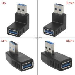 Adaptateur USB mâle femelle en angle 90 degré gauche droite 3.0 A clé de connexion pour ordinateur