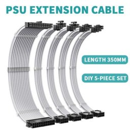 Kit de 5 rallonges PSU ATX 24Pin PCI-E 6 + 2Pin CPU 4 + 4Pin 350mm câble de bricolage différentes