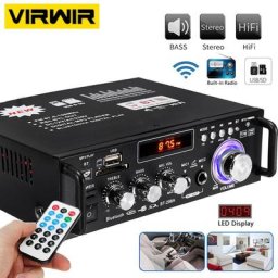 Mini Amplificateur Bluetooth Sans Fil 2CH Audio HIFI Stéréo Médailles de Puissance USB Radio