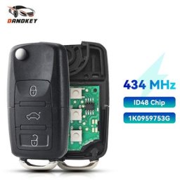 Dandkey-Clé télécommande pliable à 3 boutons pour VW Golf Plus Jetta Touran Tiguan EOS verrerie