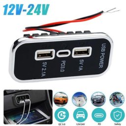 Chargeur de port USB étanche pour la plupart des véhicules 36W QC3.0 PD Touriste Voiture