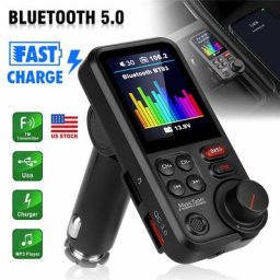 Transmetteur FM Bluetooth 5.0 pour Voiture 12V-24V Qc 3.0 Chargeur Rapide 2 Usb Régule 3
