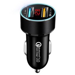 Chargeur de voiture USB 3.0A pour touristes écran LCD 12-24V prise Laguna briquet QC pour iPhone