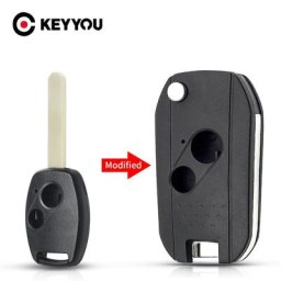KEYYOU – coque de clé de voiture pliable pour télécommande 2 boutons pour Honda Accord CRV Civic