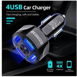Chargeur de voiture rapide 3.0 avec 4 ports USB allume-cigare Laguna pour iPhone 11 Samsung