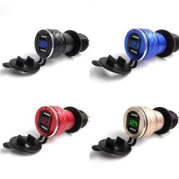 Chargeur double USB en aluminium pour moto BMW prise DIN 4 2a voltmètre