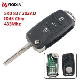 YIQfeast-Clé à distance à 3 boutons pour Volkswagen VW Beetle Caddy Eos Golf Jetta Polo