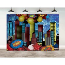 Arrière-plan de photographie de fête d'anniversaire thème de Super-héros pour Studio Photo