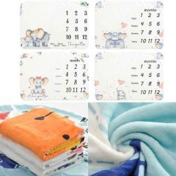 Couverture d'emmaillotage en flanelle douce pour nouveau-né enregistrement mensuel des étapes de