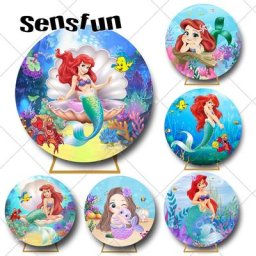 Toile de fond ronde pour fille thème petite sirène princesse Ariel pour fête préChristophe
