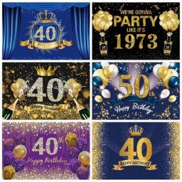 Affiche de fête d'anniversaire pour hommes et femmes toile de fond photo personnalisée fond de