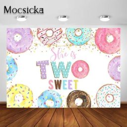 Mocsicka – arrière-plan de deux beignets doux pour filles décor de fête de 2ème anniversaire