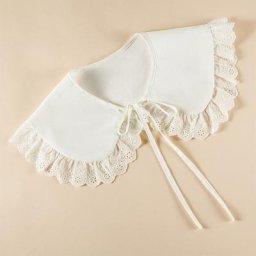 Faux col châle de style japonais pour beurre dentelle florale évidée ronde garniture à volants