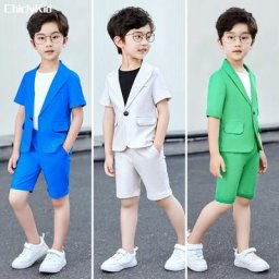 Ensemble de vêtements pour garçons veste à manches courtes trempée short robe formelle pour